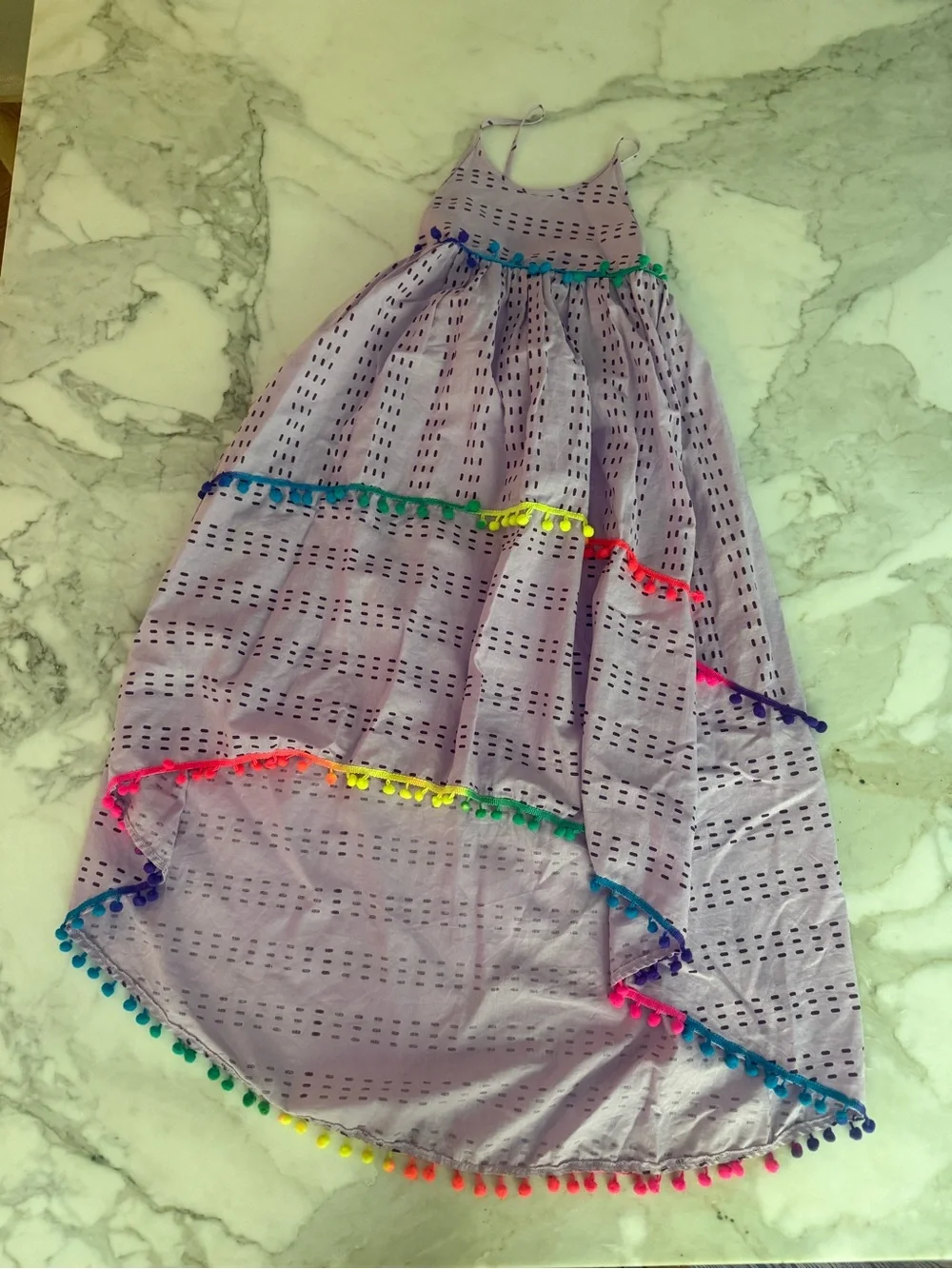 Lola + The Boys St. Barths Pom Pom High Low Dress lavender Sz 12 Excellent cond